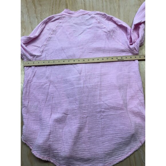 We The Free Pink Oversized Button Shirt Long Sleeve Crinkle Loose Distressed S - Picture 8 of 8